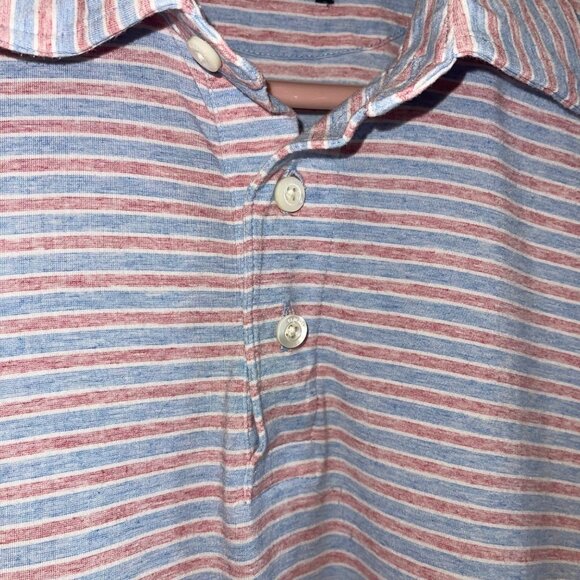 Faherty Mens Polo Shirt Size Large Multicolor Short Sleeve Movement Striped - Picture 3 of 9